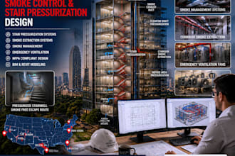 design stair pressurization, smoke control and high rise fire ventilation system