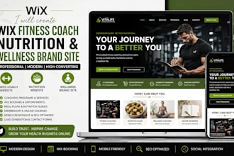 design wix fitness coach website, nutrition website and wellness brand site