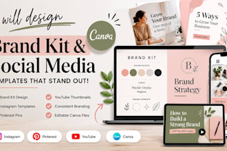 design media brand kit instagram pinterest template youtube thumbnail bundle