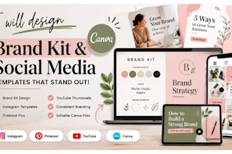 design media brand kit instagram pinterest template youtube thumbnail bundle