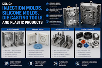 design injection molds, silicone molds, die casting tools, and plastic products