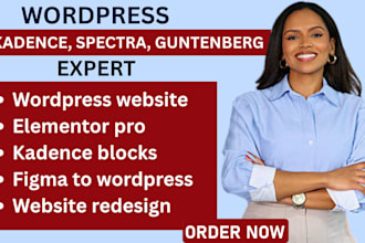 design wordpress website with elementorpro kadence gutenberg  figma to wordpress