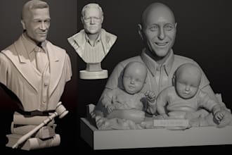 sculpt realistic 3d head bust statue, 3d bust model, 3d face model for 3d print