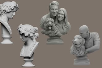 sculpt realistic 3d bust model 3d face figurine statue from 2d photo for print
