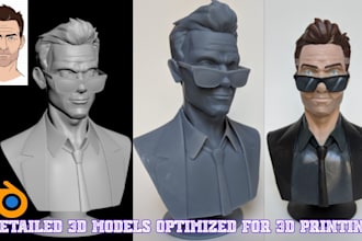 create realistic 3d head model 3d bust, likeness sculpt  stl for 3d printing