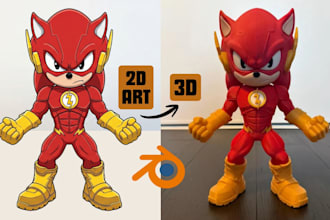 convert 2d character figurine toy or logo into a 3d model