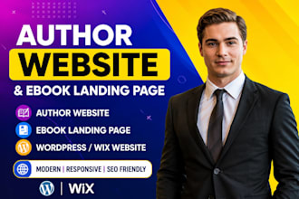 author website, ebook landing page, wordpress website, wix website, book site