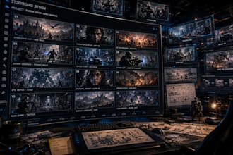design cinematic game storyboards, cutscenes, and action sequences