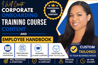 create corporate onboarding training course content and employee book