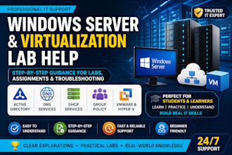 assist in IT assignments, lab understanding os, windows, server, virtualization