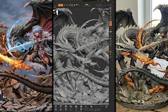 3d print and paint 3d miniature with base anime figurines statures in resin, fdm