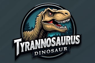do unique t rex and tyrannosaurus dinosaur logo design 1 day