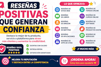 realizare resenas positivas de aplicaciones, libros, sitios web o productos