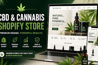 design cbd shopify store, cannabis ecommerce website, hemp vape weed cbd website