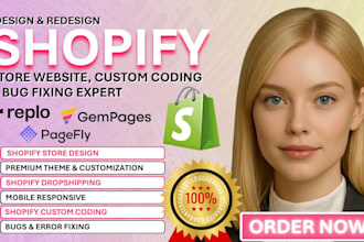 build, design shopify store, shopify website design, dropshipping store, pagefly