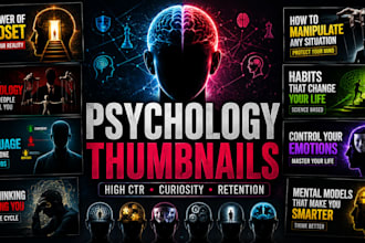 design high CTR psychology and self improvement youtube thumbnails