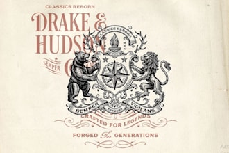 make vintage, drake, hudson crest and corporate coat of arms logo