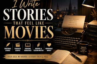 write emotional cinematic stories and immersive scripts