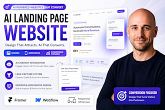 design ai landing page in framer webflow for lead generation and conversions