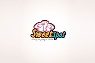 design looking sweet spot ice cream desert shop logo