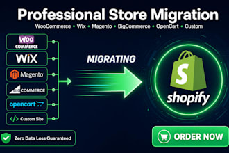 migrate woocommerce wix magento bigcommerce opencart or custom to shopify