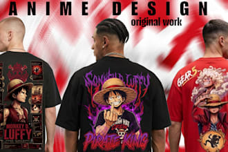 do custom anime and streetwear tshirt design for brands