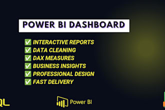 create professional power bi dashboards, reports  data analysis