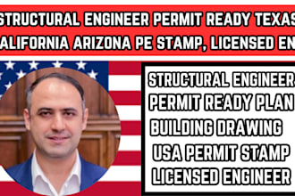 structural engineer permit ready texas california arizona pe stamp, licensed eng