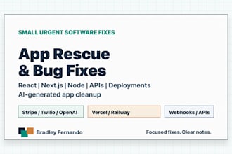 fix bugs and clean up your broken react nextjs node app