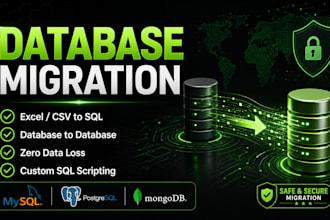 perform database migration, etl and sql data transformation