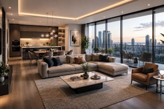 render apartment condo airbnb penthouse interior cgi rendering