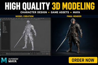 create 3d models high quality assets, character design in maya