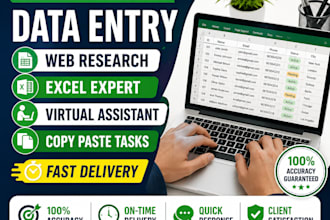 accurate data entry, web research, excel and virtual assistant tasks