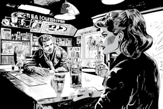 illustrate custom comic book characters and scenes