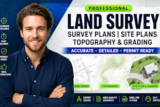 draw land survey, survey plans, site plans, topography and grading