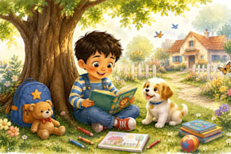 do children story book illustration, children book illustration, book design