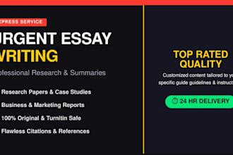 do urgent essay writing, research reports, and summary writing on any to