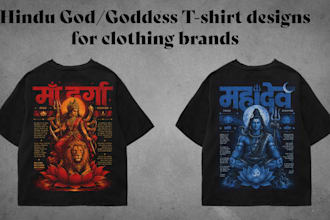 design premium hindu god and goddess t shirt designs