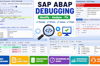 debug and fix sap abap issues dumps errors and enhancements