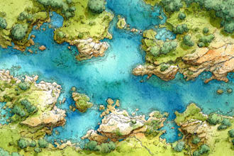 create hand drawn watercolors city or town map illustration