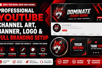 design professional channel art  youtube banner logo and full branding setup