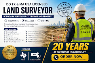 do tx ma USA licensed land surveyor boundary survey for city permit and property