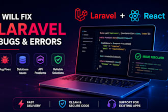 fix laravel bugs, 500 errors, API and database issues