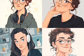 do cute disney cartoon portrait
