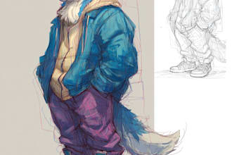 draw a cute furry character, fursona, or anthro artwork