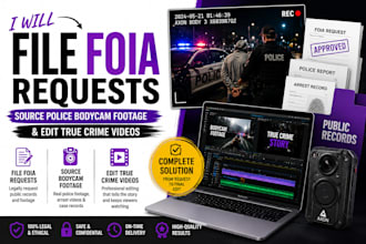 file foia requests, source police bodycam footage and edit true crime videos