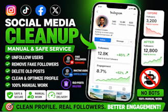 manually unfollow users, remove fake followers and delete social media posts