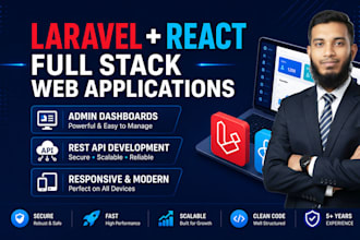 build full stack laravel react web app with admin panel