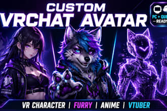 do custom nsfw vrchat avatar, vrc avatar, furry nsfw avatar, and vr character