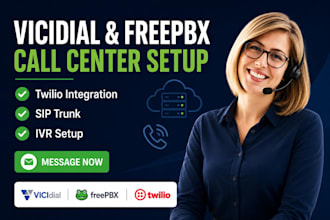 setup vicidial, twilio, sip trunk, linode, and freepbx call center phone system
